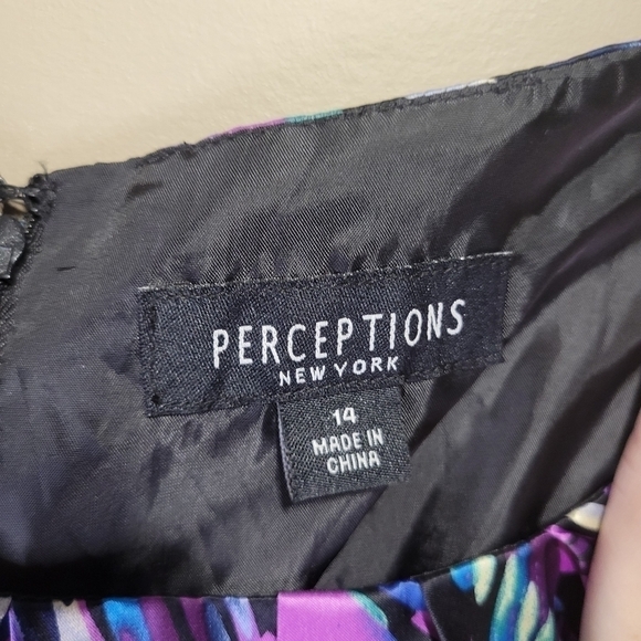 Perceptions New York, 14, black empire waist with purple abstract satin top - Picture 5 of 7